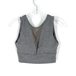 Senita Athletics Heathered Gray Padded Sports Bra Mesh Size S